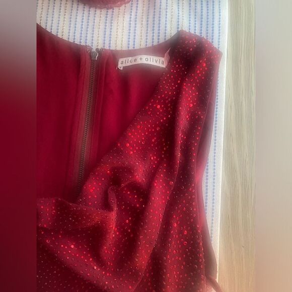 Alice + Olivia  jumpsuit Womens Size 6 Red Wine Sleeveless Pants Straight - Picture 16 of 16